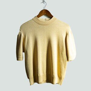 ST JOHN Marie Gray Gold Shimmer Metallic T shirt